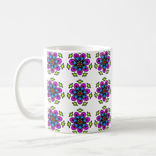 Taza De Café Patrón continuo de mandala floral (Izquierda)