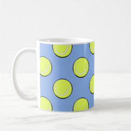 Taza De Café Patrón continuo de pelotas de tenis en fondo azul