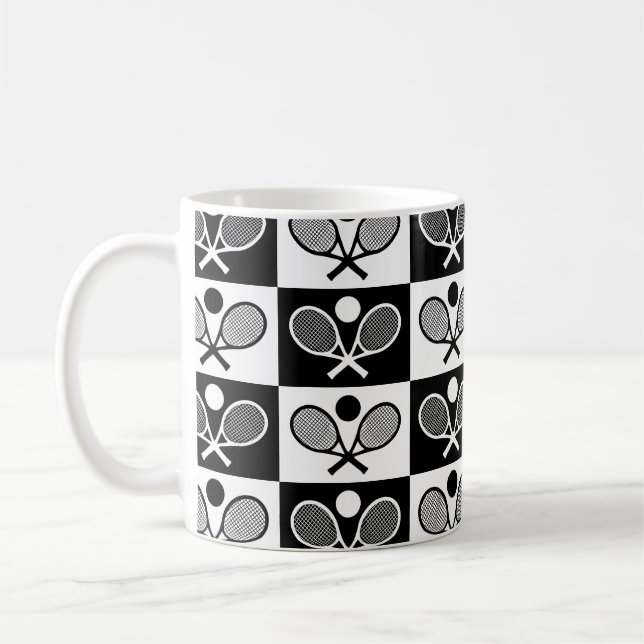 Taza De Café Patrón continuo de tenis a cuadros   (Izquierda)