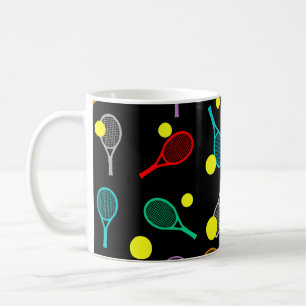 Taza De Café Patrón continuo de tenis colorido - Raqueta y pelo