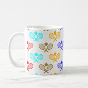 Taza De Café Patrón continuo de tenis colorido: raqueta y pelot