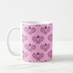 Taza De Café Patrón continuo de tenis - Raqueta y pelota en ros
