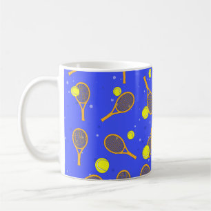 Taza De Café Patrón continuo de tenis - Raqueta y pelota naranj