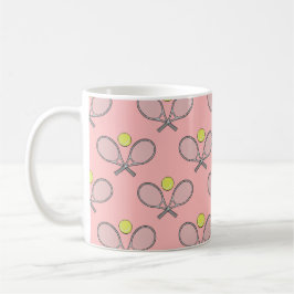 Taza De Café Patrón continuo de tenis - Raqueta y pelota sobre 
