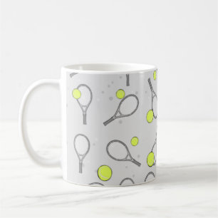 Taza De Café Patrón continuo de tenis - Raqueta y pelota sobre