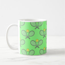 Taza De Café Patrón continuo de tenis - Raqueta y pelota sobre 