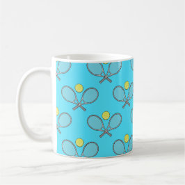 Taza De Café Patrón continuo de tenis - Raqueta y pelota sobre 