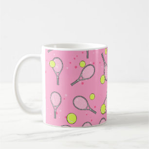 Taza De Café Patrón continuo de tenis - Raqueta y pelota sobre 