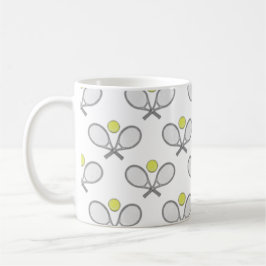 Taza De Café Patrón continuo de tenis - Raqueta y pelota sobre 