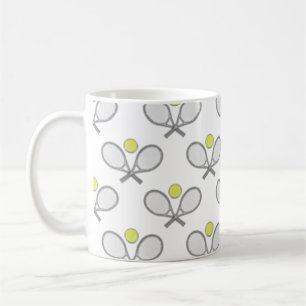 Taza De Café Patrón continuo de tenis - Raqueta y pelota sobre