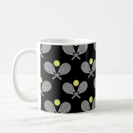 Taza De Café Patrón continuo de tenis - Raqueta y pelota sobre 