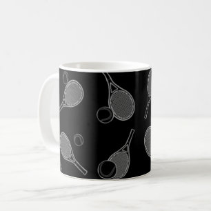 Taza De Café Patrón continuo de tenis - Raqueta y pelota sobre