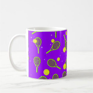 Taza De Café Patrón continuo de tenis - Raqueta y pelota verdes