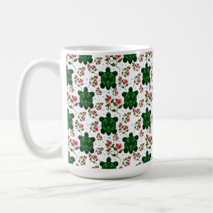 Taza De Café Patrón continuo de tortuga linda y floral