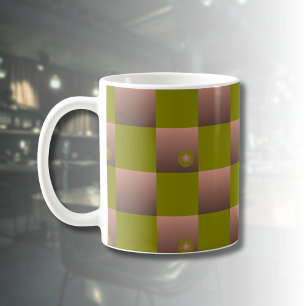 Taza De Café Patrón controlado en verde marrón y oliva