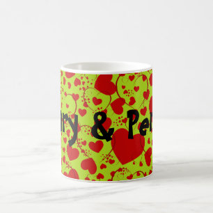 Taza De Café Patrón CORAZÓN ART 5 + su texto verde claro