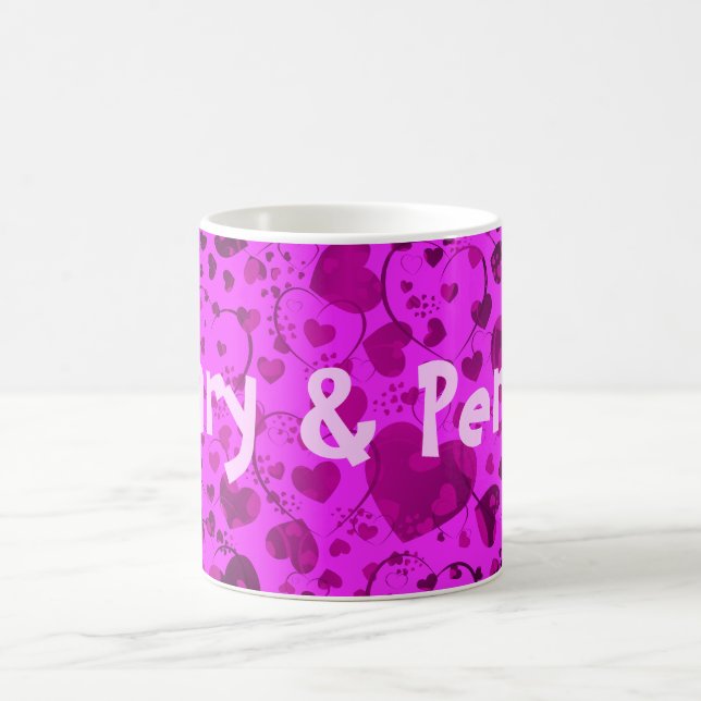 Taza De Café Patrón CORAZÓN ART 6 + su texto | rosa (Centro)
