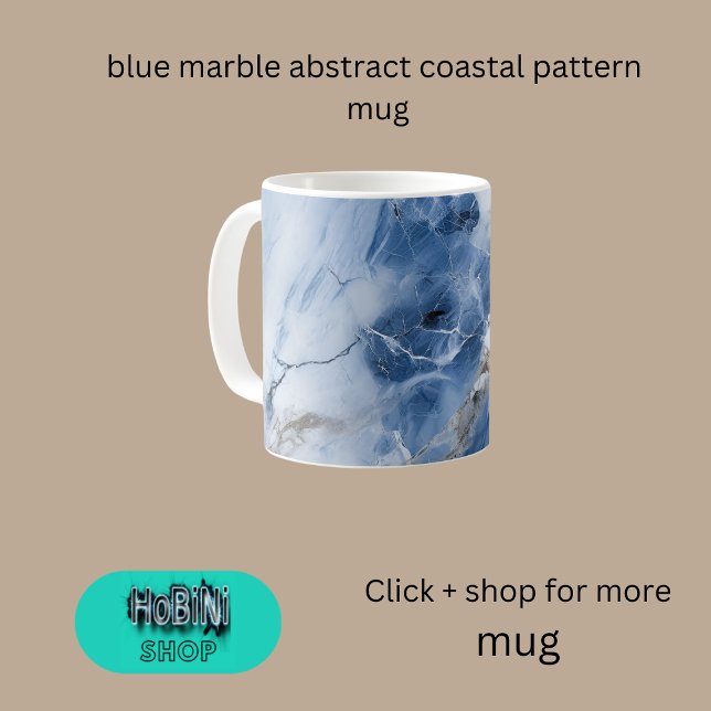 Taza De Café patrón costero abstracto de mármol azul (blue marble abstract coastal pattern coffee mug)