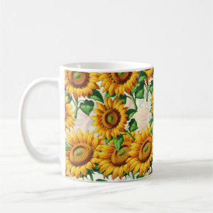 Taza De Café Patrón Cottagecore Floral de Girasoles