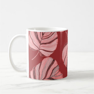 Taza De Café Patrón creativo sin fisuras con hojas tropicales y