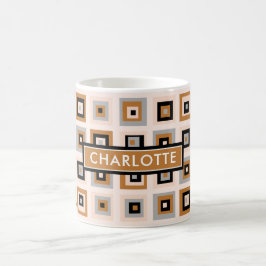 Taza De Café Patrón cuadrado de terracota negra personalizado d