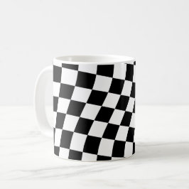 Taza De Café Patrón cuadrado retorcido blanco y negro