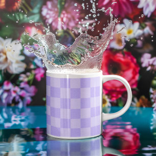 Taza De Café Patrón Cuadriculado Lavanda Monocromo