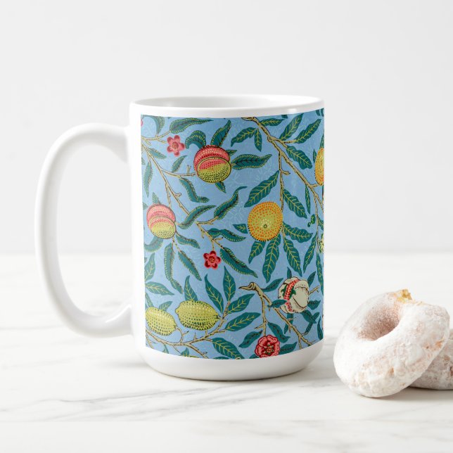 Taza De Café Patrón "Cuatro frutas" de William Morris (Con donut)