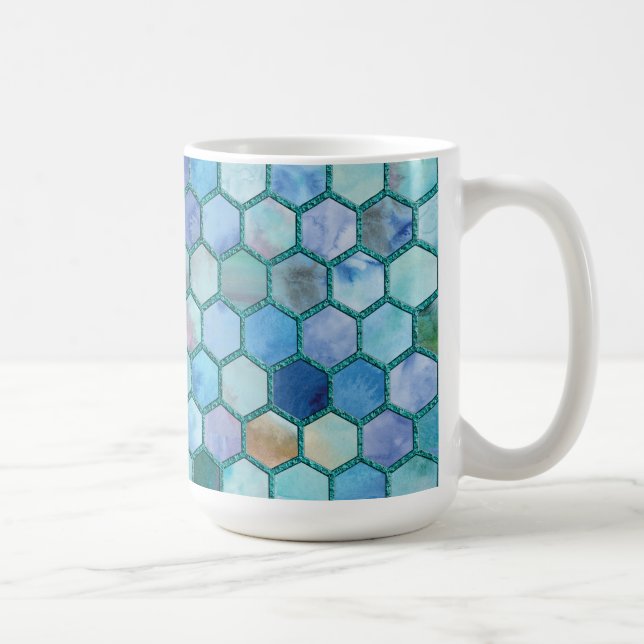 Taza De Café Patrón de abeja azul Aqua (Derecha)
