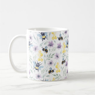 Taza De Café Patrón de abejas de color agua