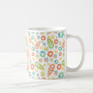 Taza De Café Patrón de acuarela calmante de primavera y floral