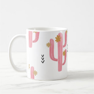 Taza De Café Patrón de acuarela de cactus rosados