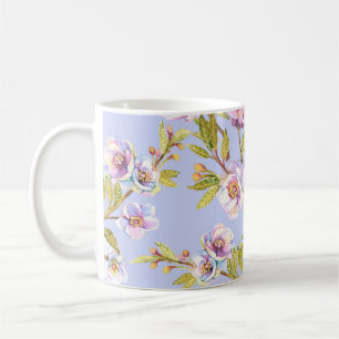 Taza De Café Patrón de acuarela de cerezo de Apple