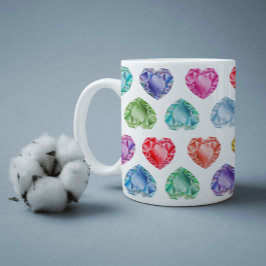 Taza De Café Patrón de acuarela del corazón del diamante Cute P