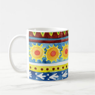 Taza De Café Patrón de acuarela étnica pintada a mano