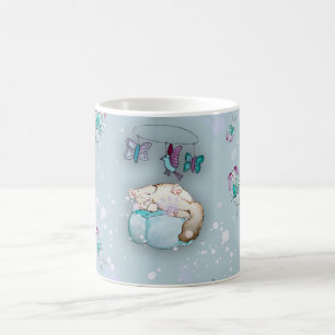Taza De Café Patrón de acuarela gatitos durmiendo lindos y sus