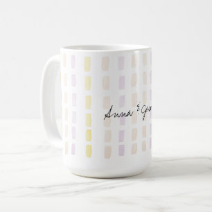 Taza De Café Patrón de acuarela geométrica de pareja feliz