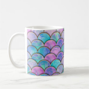 Taza De Café Patrón de acuarela japonés de escala de sirena