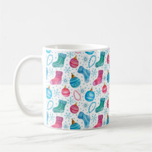 Taza De Café Patrón de acuarela sin fisuras con Navidad