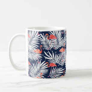 Taza De Café Patrón de acuarela sin foco con flamingo de ave a