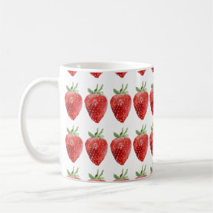 Taza De Café Patrón de acuarela sin mar con fresas 