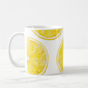 Taza De Café Patrón de acuarela transparente con trozo de lem m