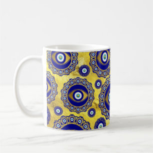 Taza De Café Patrón de adorno adornado con encanto de ojo malva