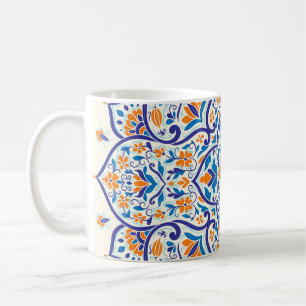 Taza De Café Patrón de adorno azul Naranja de lujo