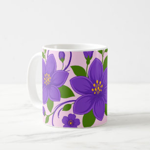Taza De Café Patrón de adorno floral morado elegante