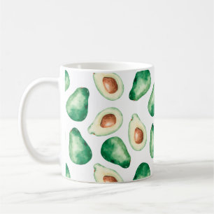 Taza De Café Patrón de aguacate acuarela