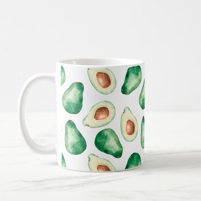 Taza De Café Patrón de aguacate acuarela (Izquierda)