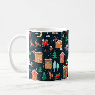 Taza De Café Patrón de alegría navideña en una villa