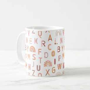 Taza De Café Patrón de alfabeto arcoiris diverso