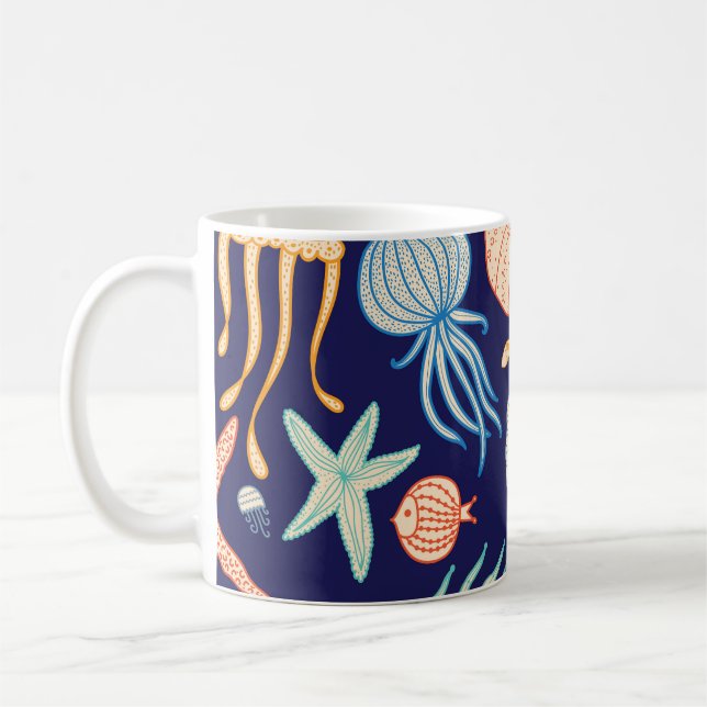 Taza De Café Patrón de algas de peces (Izquierda)